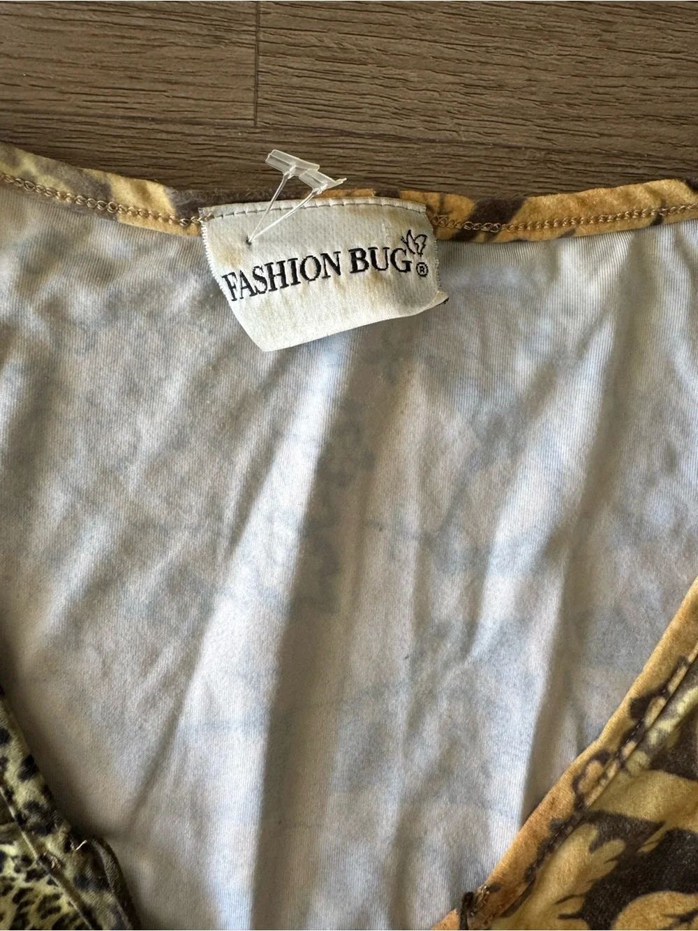 Fashion Bug Vintage Floral & Animal Cheetah Print Lace-Up Women's Blouse Mustard
